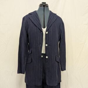 Navy pinstripe 100% linen blazer